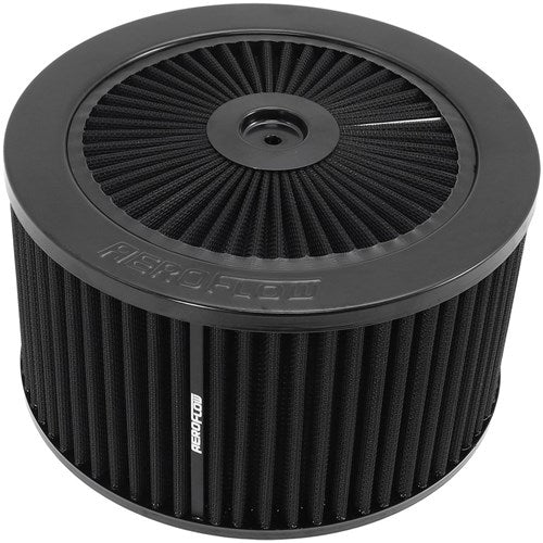 Black Full Flow Air Filter Assembly with 9" x 5", 5-1/8" neck, black washable cotton element