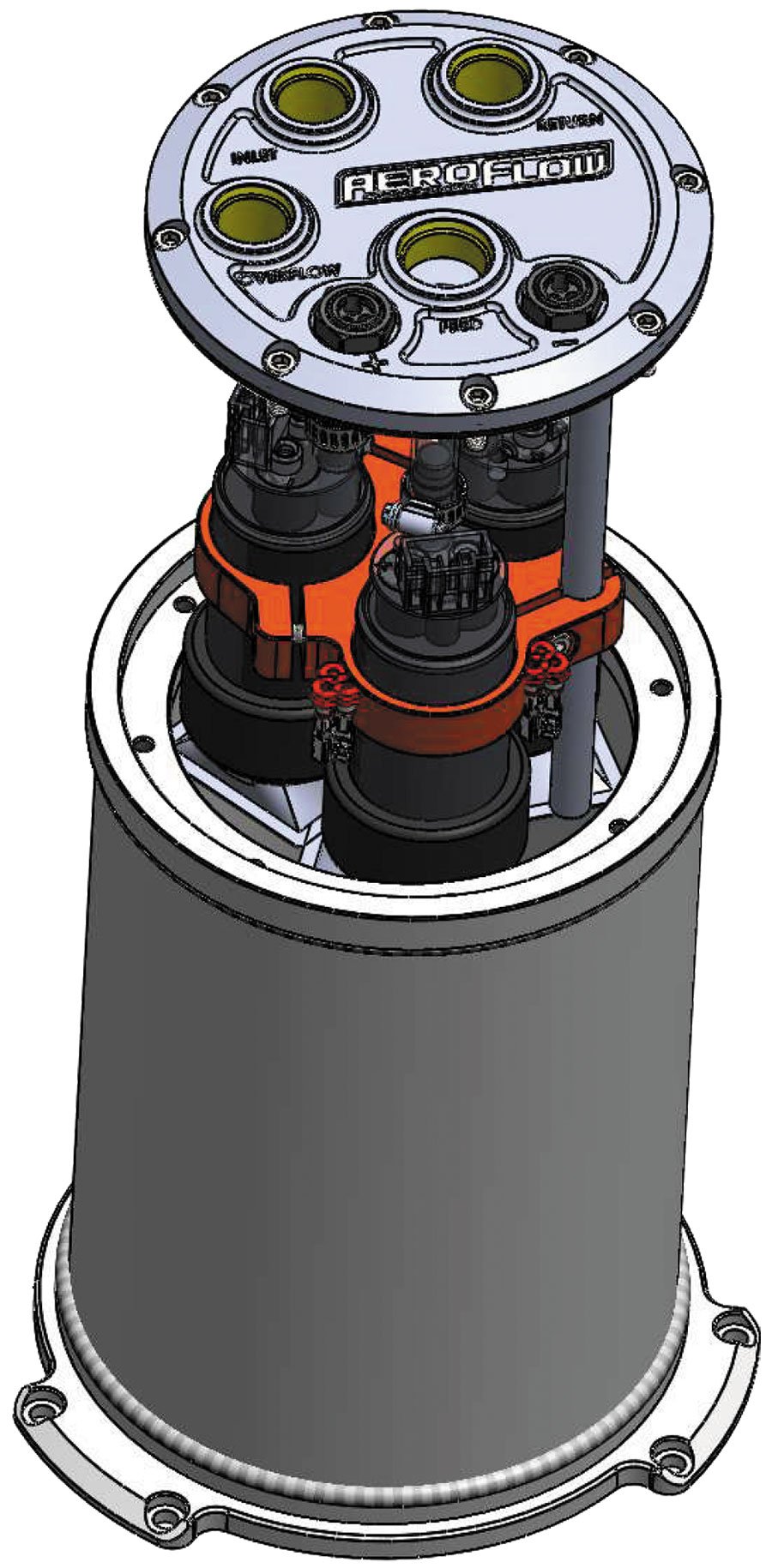 Triple EFI Pump Compact Surge Tank 7 Liter (1.85 Gal), -10 ORB Outlet With -8 ORB Return