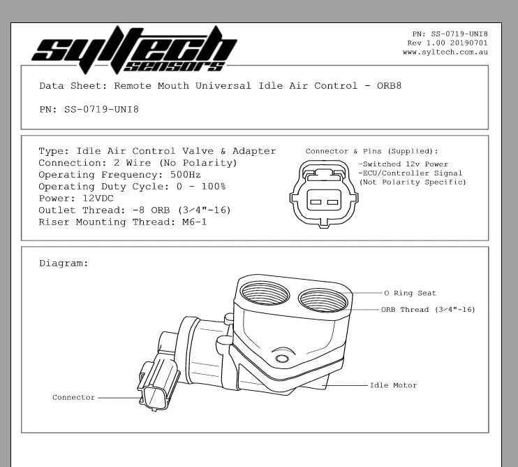 Syltech - 8AN Universal 2 Wire Sensor Idle Air Control Valve
