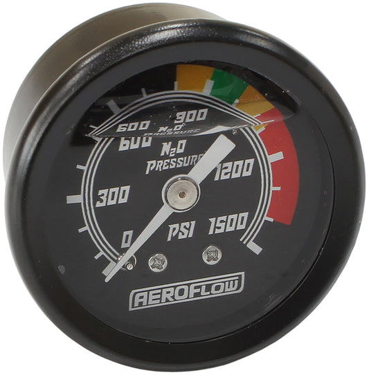 1-1/2" Nitrous Pressure Gauge 0-1500 psi, Black Face / White Pointer