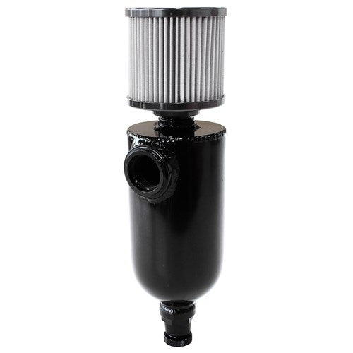 Universal Breather Tank - Black Single -12 ORB Port & Stainless Steel Breather