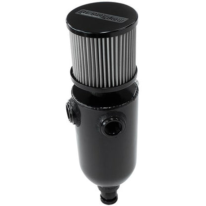 Universal Breather Tank - Black Dual -8 ORB Ports & Stainless Steel Breather