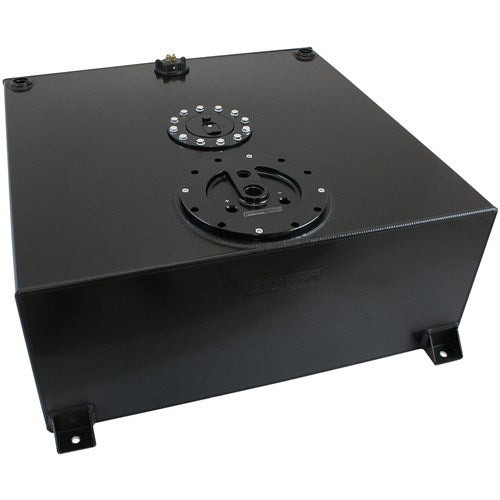 Aluminium 100 Liter (26 Gal) Fuel Cell Flat Bottom Triple 40mm Pump Hanger & Fuel Sender - Black
