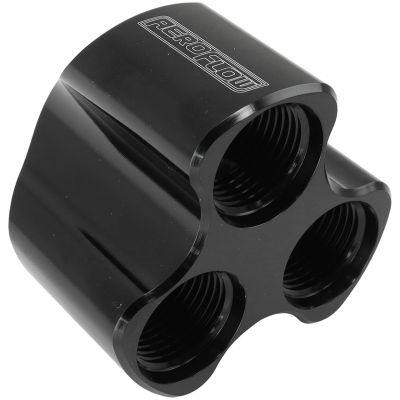 Aeroflow 4 Port Inline Distribution Block - Blue Finish 3 x -8 ORB Ports, 1 x -10 ORB Port