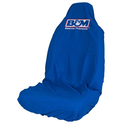 B&M Throw Over Universal Seat Cover, Each Universal Fitment, Blue with B&M Logo