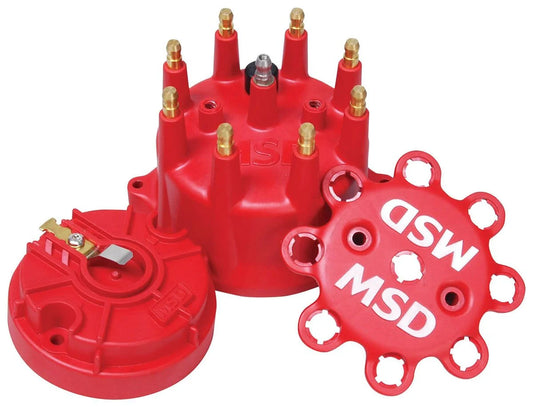 Distributor Cap and Rotor Kit Replacement Cap, Rotor & Retainer for Small Diameter MSD Distributors, Red