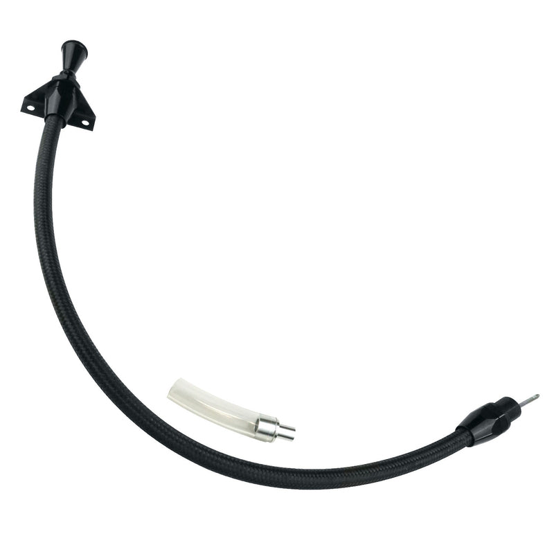 Proflow Transmission Dipstick, Braided Stainless Black , Billet Handle,, Firewall Mount, For Chevrolet, Powerglide,