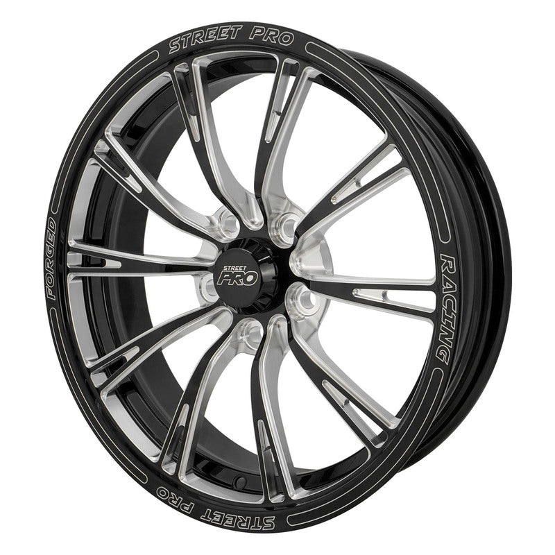 Street Pro 009 Series Forged Wheel, Front 17x4.5'' / 2.25'' Backspace (-13) / 5x4.50" Bolt Circle Ford, Gloss Black Milled. Each