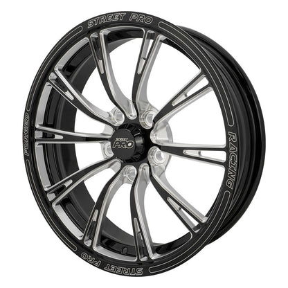 Street Pro 009 Series Forged Wheel, Front 17x4.5'' / 2.25'' Backspace (-13) / 5x4.50" Bolt Circle Ford, Gloss Black Milled. Each