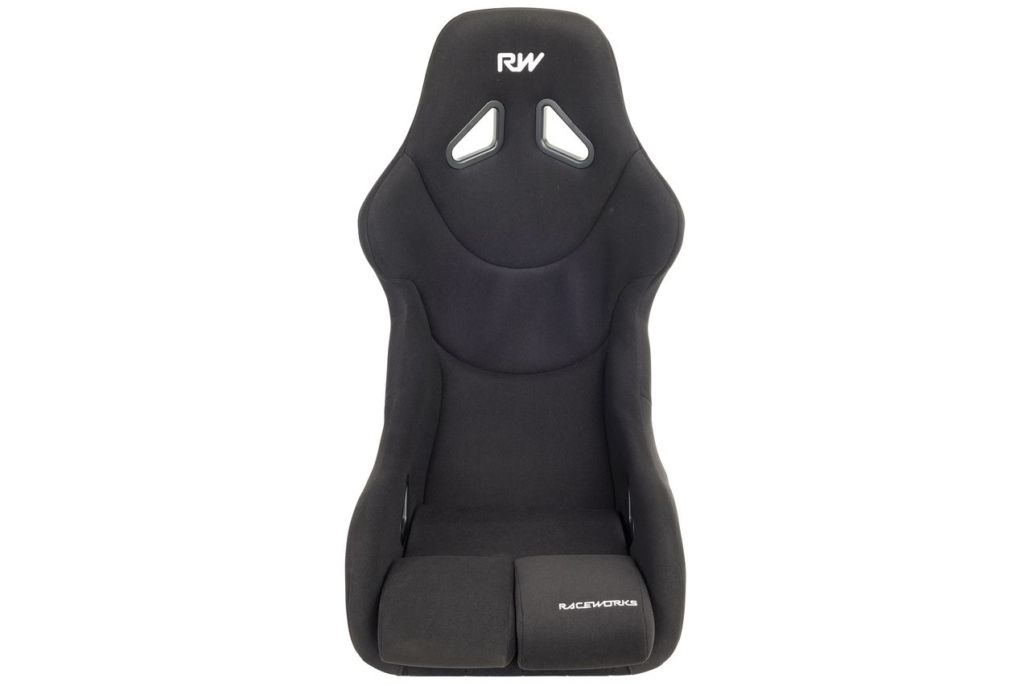Raceworks Fibreglass Race Seat With Wings Cloth FIA Approved – Black