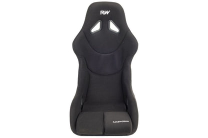 Raceworks Fibreglass Race Seat With Wings Cloth FIA Approved – Black
