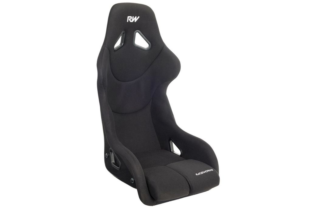 Raceworks Fibreglass Race Seat With Wings Cloth FIA Approved – Black