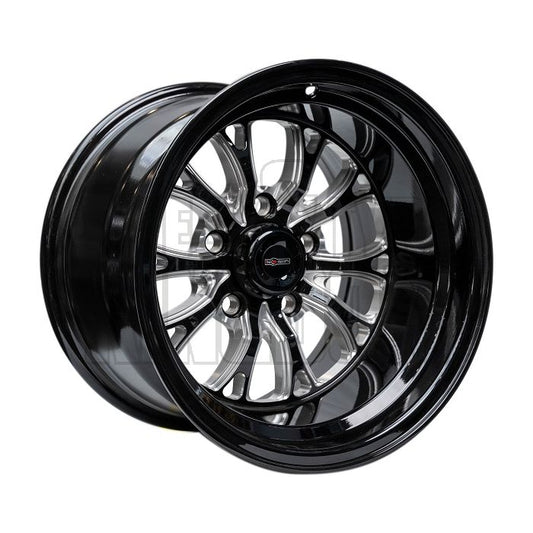 OUTLAW DRAG INTENSITY 15x8 DEEP - GLOSS BLACK MILLED 3"bs