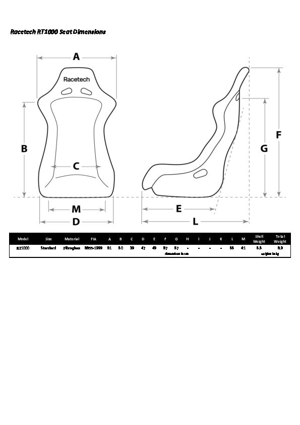 Racetech 1000 Racing Seat