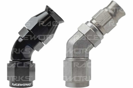 Raceworks 200/220 Series Teflon Braid Hose Ends - 45 Degree