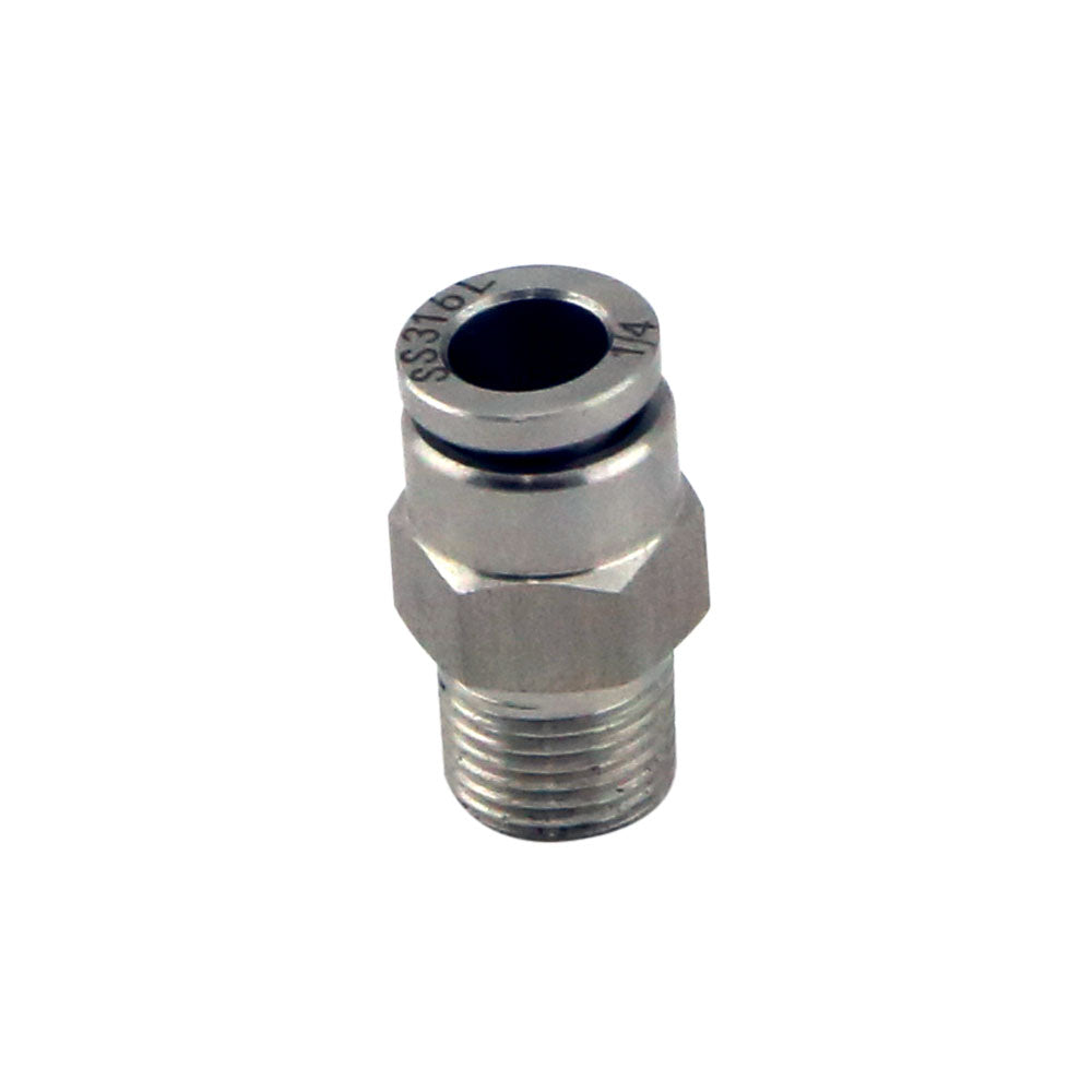 1/8″ NPT Str Pushloc Fitting – SS – 1/4″