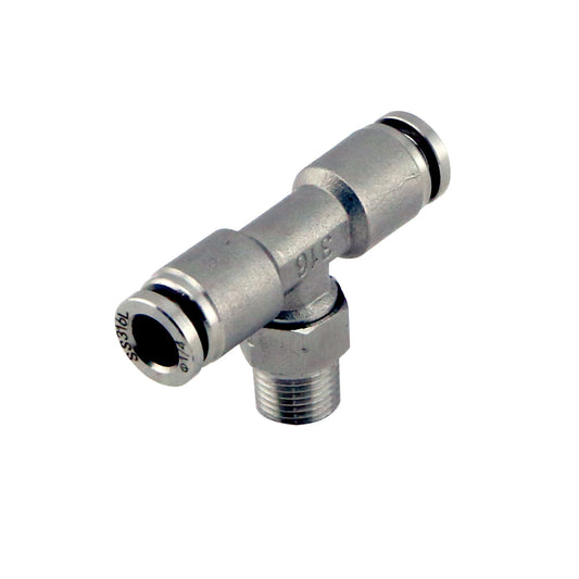 1/8″ NPT Tee Pushloc Fitting – SS – 1/4″