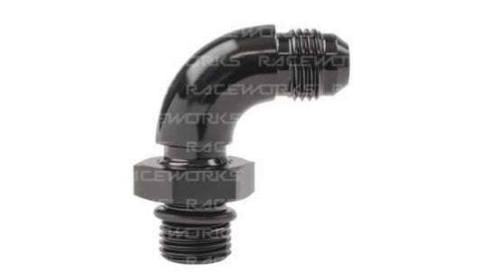Raceworks AN Male Flare to AN O-Ring Port 90 Degree