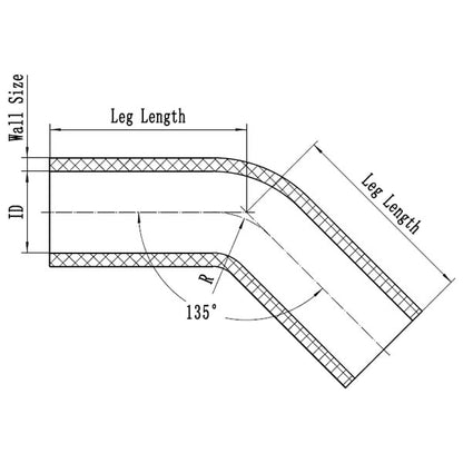 Raceworks Silicone Hose - 45 Degree Elbow